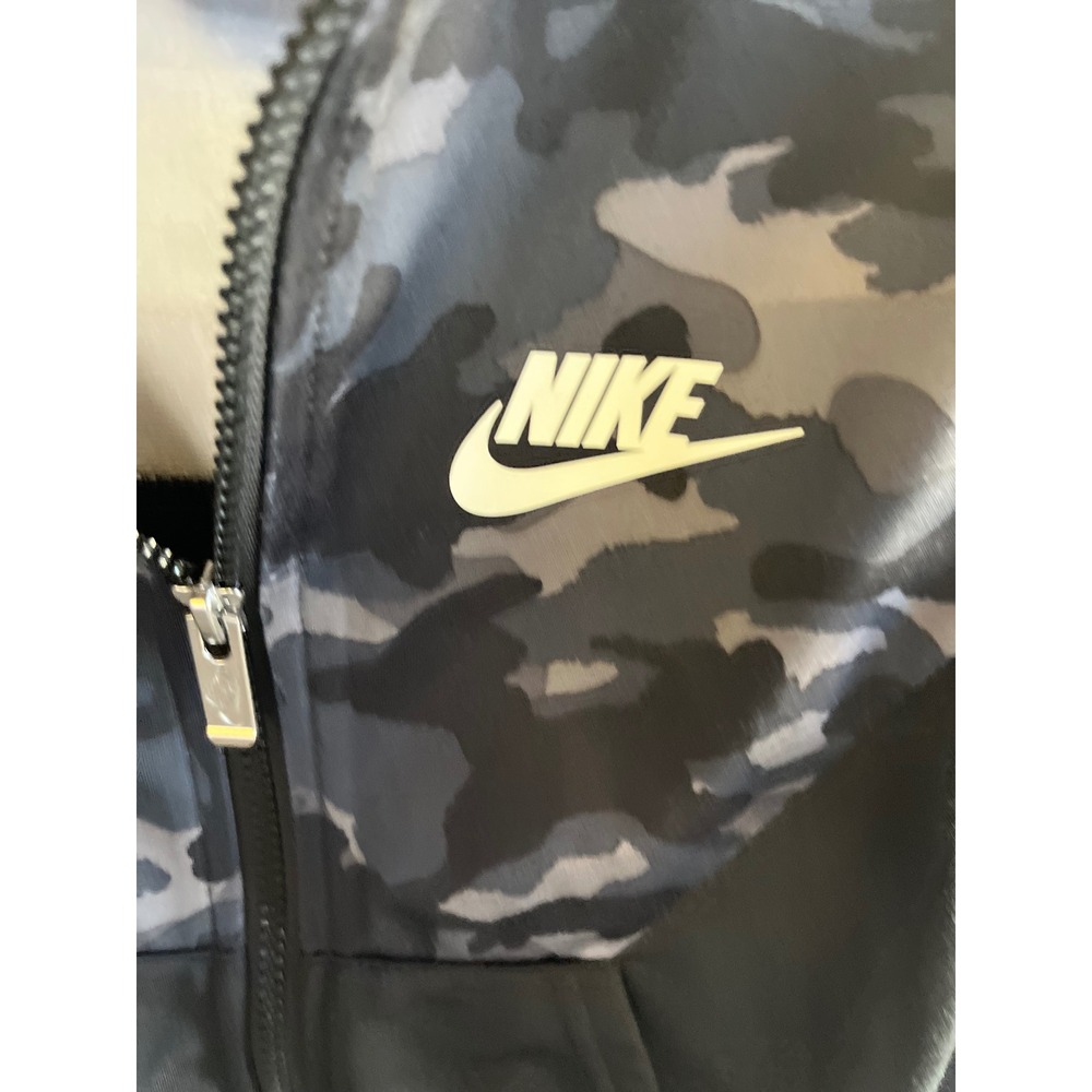 Nike Boys Camo Tracksuit Set Full Zip Jacket and Shorts Black Grey 4 XS 3-4YRS - Picture 4 of 6